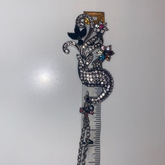 4/$20 Rhinestone Embellished Peacock Pendant with Silver Chain - Picture 6 of 8